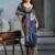 Navy blue chettinad saree with blouse piece
