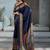 Navy blue chettinad saree with blouse piece