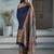Navy blue chettinad saree with blouse piece