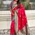 Pink woven design zari silk blend banarasi saree