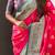 Pink woven design zari silk blend banarasi saree