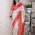 Off white ethnic motifs zari silk blend banarasi saree
