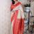 Off white ethnic motifs zari silk blend banarasi saree