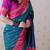 Teal woven design zari silk blend banarasi saree