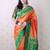 Orange ethnic motifs zari silk blend banarasi saree