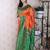 Orange ethnic motifs zari silk blend banarasi saree