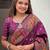 Purple ethnic motifs woven design zari kanjeevaram saree