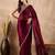 Maroon satin saree