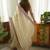 Cream embellished sequinned organza saree