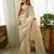 Cream embellished sequinned organza saree
