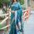Teal ethnic motifs woven design zari kanjeevaram saree