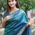 Teal ethnic motifs woven design zari kanjeevaram saree