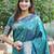 Teal ethnic motifs woven design zari kanjeevaram saree