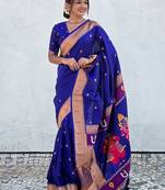 Blue woven design zari kanjeevaram saree