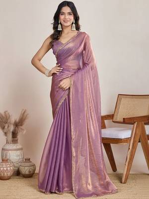 Purple zari  chiffon saree 1