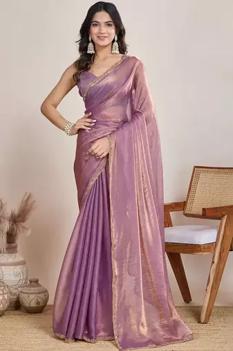 Purple zari  chiffon saree