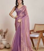 Purple zari  chiffon saree