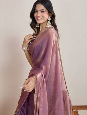 Purple zari  chiffon saree 2