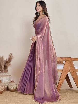 Purple zari  chiffon saree 4