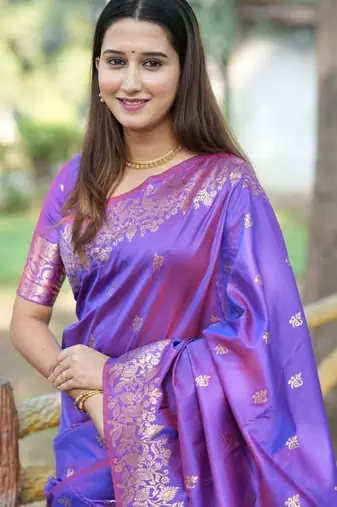 Purple woven design zari kanjeevaram saree