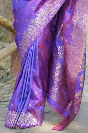 Purple woven design zari kanjeevaram saree