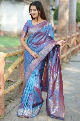 Grey woven design zari kanjeevaram saree