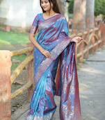 Grey woven design zari kanjeevaram saree