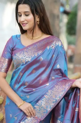 Grey woven design zari kanjeevaram saree