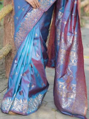 Grey woven design zari kanjeevaram saree 4