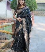 Black woven design zari kanjeevaram saree