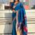 Blue ethnic motifs woven design zari kanjeevaram saree