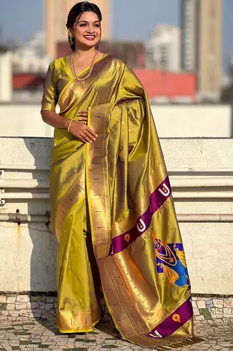 Green woven design zari kanjeevaram saree
