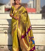 Green woven design zari kanjeevaram saree