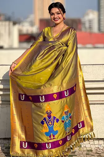 Green woven design zari kanjeevaram saree