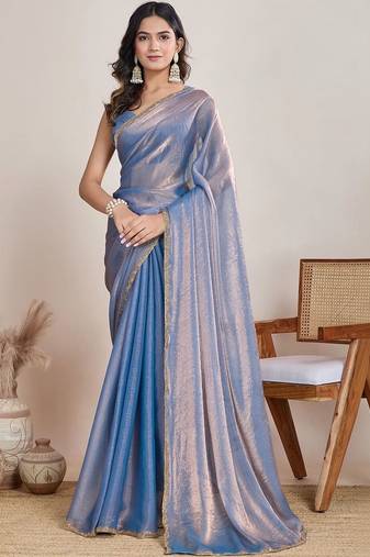 Blue  chiffon saree