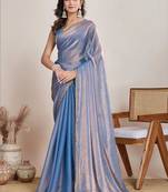 Blue  chiffon saree