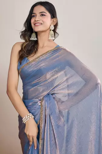Blue  chiffon saree