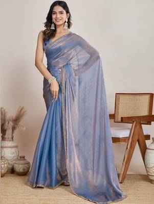 Blue  chiffon saree 3