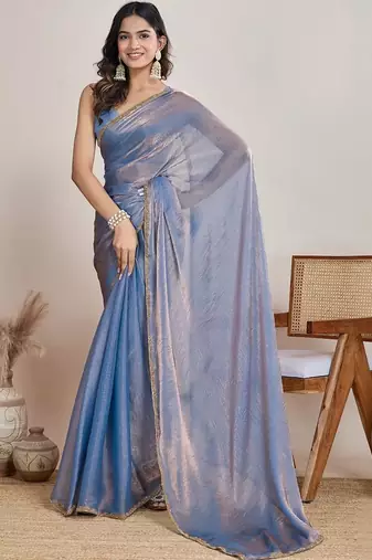 Blue  chiffon saree
