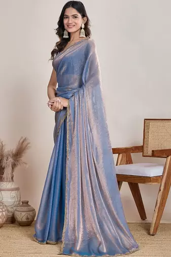 Blue  chiffon saree