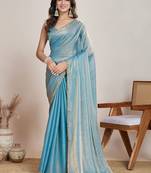 Turquoise  chiffon saree