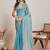 Turquoise  chiffon saree