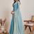 Turquoise  chiffon saree