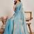 Turquoise  chiffon saree
