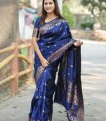 Blue woven design zari kanjeevaram saree