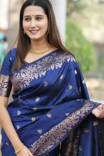 Blue woven design zari kanjeevaram saree