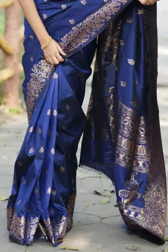 Blue woven design zari kanjeevaram saree
