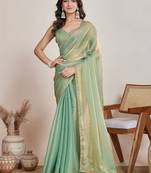 Sea green  chiffon saree