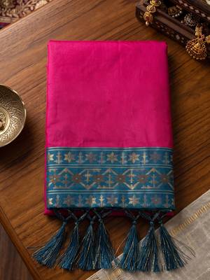 rani pink soft banarasi saree for women festive party traditional wedding ethnic saree 5