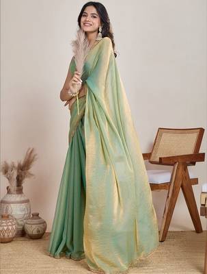 Sea green  chiffon saree 4